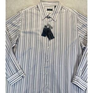 Structure Y2K 90s Shirt Mens XXL White Striped Button Up Office Business Vintage